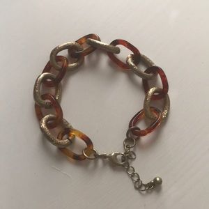Tortoise + Gold Chain Link Bracelet